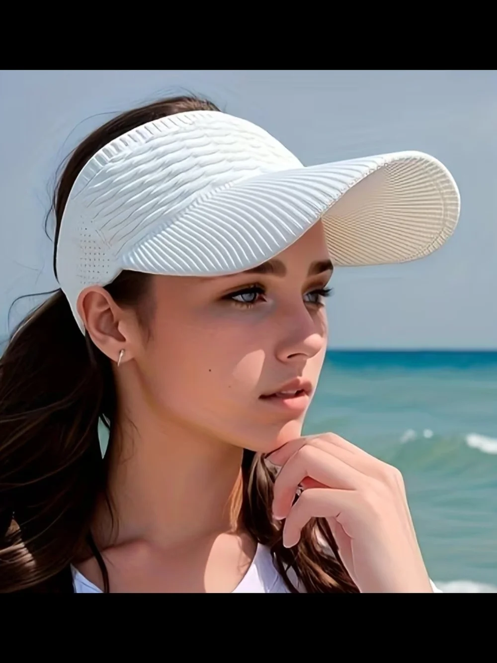 White Women's Sun Visor - Lightweight Beach Hat